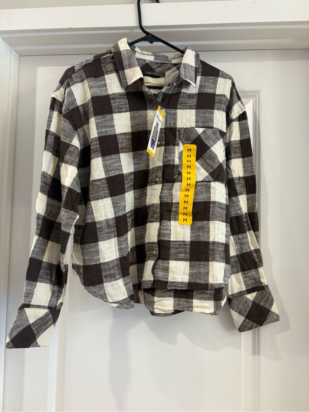 Scotch & Soda Brown and Cream Plaid Button-Down Shirt